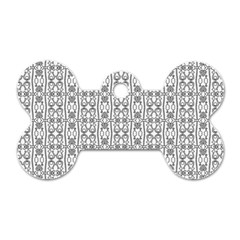 Modern Tribal Black And White Ornate Stripes Dog Tag Bone (Two Sides)