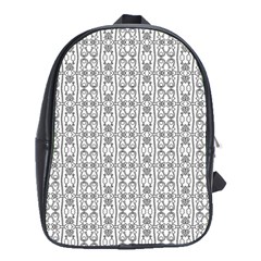 Modern Tribal Black And White Ornate Stripes School Bag (XL)