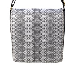 Modern Tribal Black And White Ornate Stripes Flap Closure Messenger Bag (L)