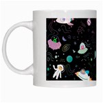 Funny Astronauts, Rockets And Rainbow Space White Mugs Left