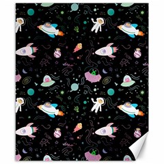 Funny Astronauts, Rockets And Rainbow Space Canvas 8  X 10  by SychEva