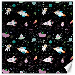 Funny Astronauts, Rockets And Rainbow Space Canvas 12  X 12  by SychEva