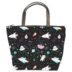 Funny Astronauts, Rockets And Rainbow Space Bucket Bag by SychEva