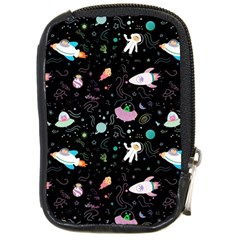 Funny Astronauts, Rockets And Rainbow Space Compact Camera Leather Case by SychEva