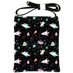 Funny Astronauts, Rockets And Rainbow Space Shoulder Sling Bag by SychEva