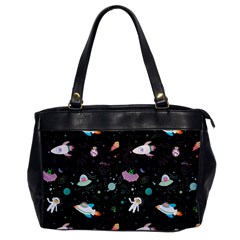 Funny Astronauts, Rockets And Rainbow Space Oversize Office Handbag by SychEva