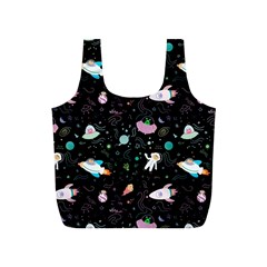 Funny Astronauts, Rockets And Rainbow Space Full Print Recycle Bag (s) by SychEva