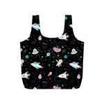 Funny Astronauts, Rockets And Rainbow Space Full Print Recycle Bag (S) Front