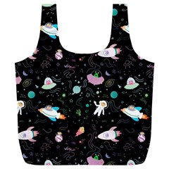 Funny Astronauts, Rockets And Rainbow Space Full Print Recycle Bag (xl) by SychEva