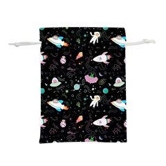 Funny Astronauts, Rockets And Rainbow Space Lightweight Drawstring Pouch (l) by SychEva