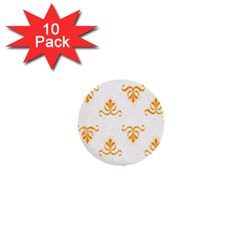 White With Orange Fdl 1  Mini Buttons (10 Pack) 