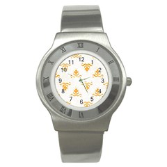 White With Orange Fdl Stainless Steel Watch by SomethingForEveryone