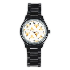 White With Orange Fdl Stainless Steel Round Watch by SomethingForEveryone