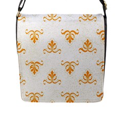 White With Orange Fdl Flap Closure Messenger Bag (l) by SomethingForEveryone