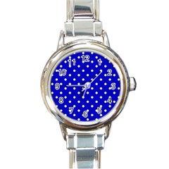 1950 Blue White Dots Round Italian Charm Watch by SomethingForEveryone