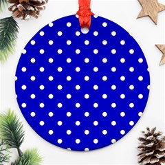 1950 Blue White Dots Ornament (round) by SomethingForEveryone