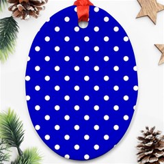 1950 Blue White Dots Ornament (oval) by SomethingForEveryone