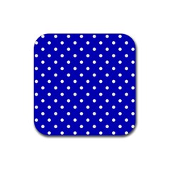 1950 Blue White Dots Rubber Coaster (square)  by SomethingForEveryone