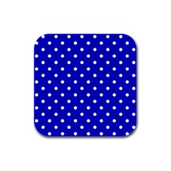 1950 Blue White Dots Rubber Square Coaster (4 Pack)  by SomethingForEveryone