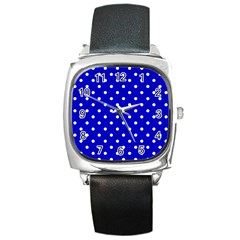 1950 Blue White Dots Square Metal Watch by SomethingForEveryone