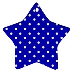 1950 Blue White Dots Star Ornament (Two Sides) Back