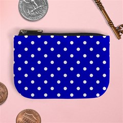 1950 Blue White Dots Mini Coin Purse by SomethingForEveryone