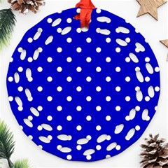 1950 Blue White Dots Ornament (round Filigree) by SomethingForEveryone