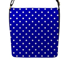 1950 Blue White Dots Flap Closure Messenger Bag (l) by SomethingForEveryone