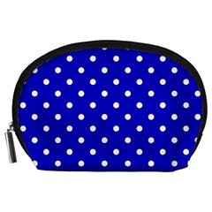 1950 Blue White Dots Accessory Pouch (large) by SomethingForEveryone