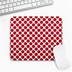 White W Red Dots Large Mousepads by SomethingForEveryone