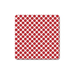 White W Red Dots Square Magnet by SomethingForEveryone