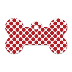 White W Red Dots Dog Tag Bone (one Side) by SomethingForEveryone