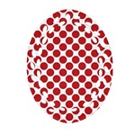 White W Red Dots Ornament (Oval Filigree) Front