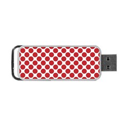 White W Red Dots Portable Usb Flash (one Side) by SomethingForEveryone