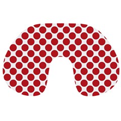 White W Red Dots Travel Neck Pillow by SomethingForEveryone