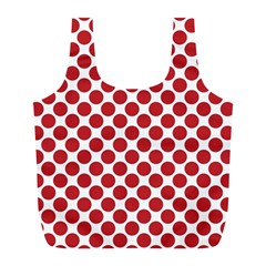 White W Red Dots Full Print Recycle Bag (l) by SomethingForEveryone