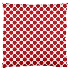 White W Red Dots Large Flano Cushion Case (one Side) by SomethingForEveryone