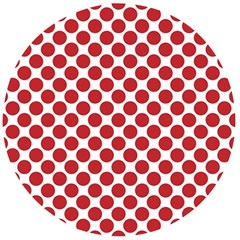 White W Red Dots Wooden Bottle Opener (round)