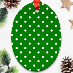 1950 Green White Dots Ornament (oval) by SomethingForEveryone