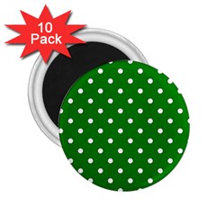 1950 Green White Dots 2 25  Magnets (10 Pack)  by SomethingForEveryone