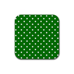 1950 Green White Dots Rubber Coaster (square)  by SomethingForEveryone