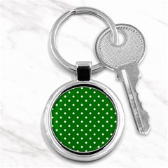 1950 Green White Dots Key Chain (round) by SomethingForEveryone