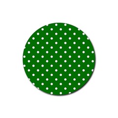 1950 Green White Dots Rubber Coaster (round)  by SomethingForEveryone