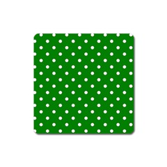 1950 Green White Dots Square Magnet by SomethingForEveryone