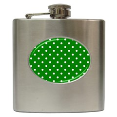 1950 Green White Dots Hip Flask (6 Oz) by SomethingForEveryone