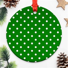 1950 Green White Dots Round Ornament (two Sides) by SomethingForEveryone