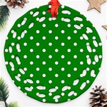 1950 Green White Dots Ornament (Round Filigree) Front