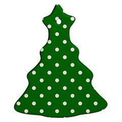 1950 Green White Dots Christmas Tree Ornament (two Sides)