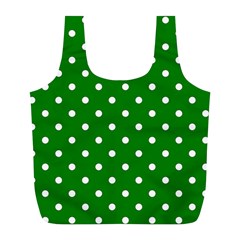 1950 Green White Dots Full Print Recycle Bag (l) by SomethingForEveryone