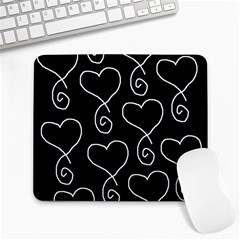 White Outlined Hearts Large Mousepads by SomethingForEveryone